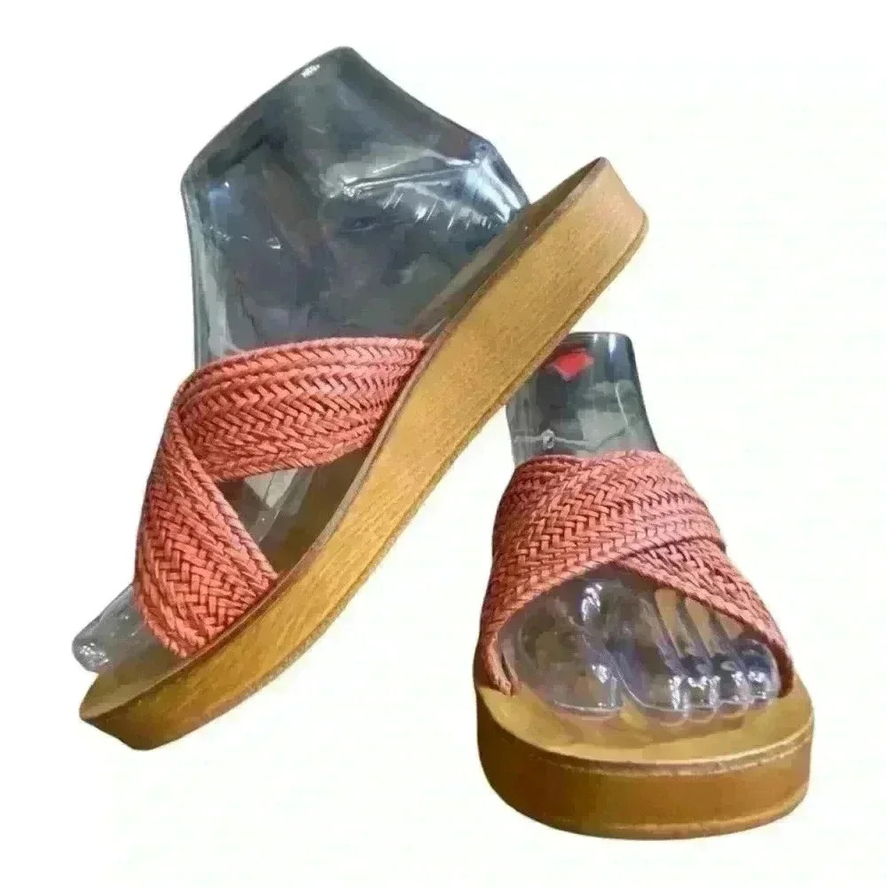 Mila Paoli Slide Sandals Women's Size 10‎ Mauve Weave - Picture 2 of 8